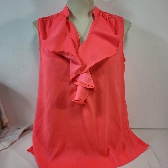 Ann Taylor Neon Pink Ruffle Blouse - Picture 4 of 9